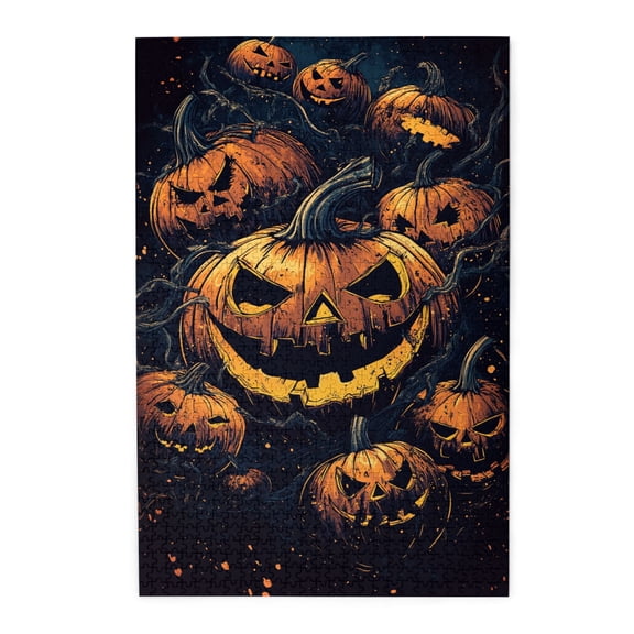 1000 PCS horror pumpkin head - 1000 Piece Wooden jigsaw puzzles,Unique Artwork for Adults,Funny Holiday decor,Create a festive atmosphere,Puzzles suitable for entertaining with family during holidays