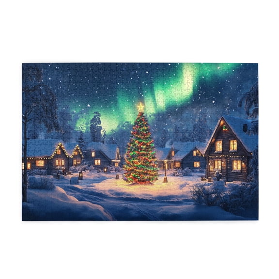 1000 PCS jigsaw puzzles 1000 pieces Polar Christmas Town,Brain Challenge,Family Fun Christmas Wooden Jigsaw,Create a festive atmosphere,Great for Relaxation and Display for Puzzle Enthusiast