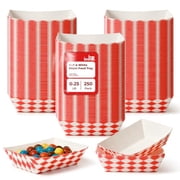 FMP Brands 1000 Pack 0.25 lb Paper Food Boats Heavy Duty Disposable Trays, Red Check For Parties Fairs Picnics Carnivals, Holds Ketchup Cheese Sauce Pickles Grease Resistant