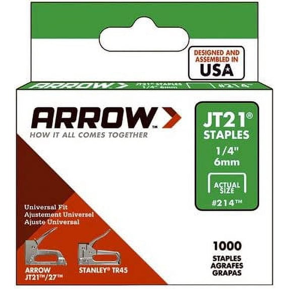 Arrow Fastener 214 1000 Pack Of JT-21 1/4" - Quantity of 10