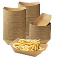 thumbnail image 1 of [1000 Pack] 1 lb Heavy Duty Disposable Kraft Brown Paper Food Trays Grease Resistant Fast Food Paperboard Boat Basket for Parties Picnics Carnival, Holds Tacos Nachos Fries Hot Corn Dog, 1000 Total, 1 of 7