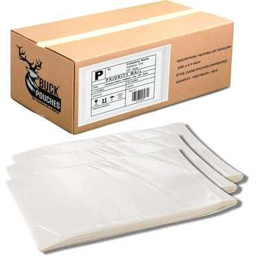 1000 Pack 6"x9" Shipping Label Sleeves - Packing Slip Envelope Pouches with Self-Adhesive Peel & Seal - Clear Unprinted Plastic & Waterproof Mailing List Holder Ideal for Labels, Invoice & Documents