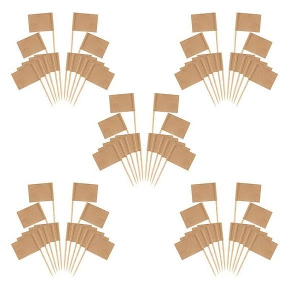 1000 Pack Blank Toothpick Flags Kraft Paper Flag Picks Cheese Markers for Cupcake, Food, Fruit, Decorations