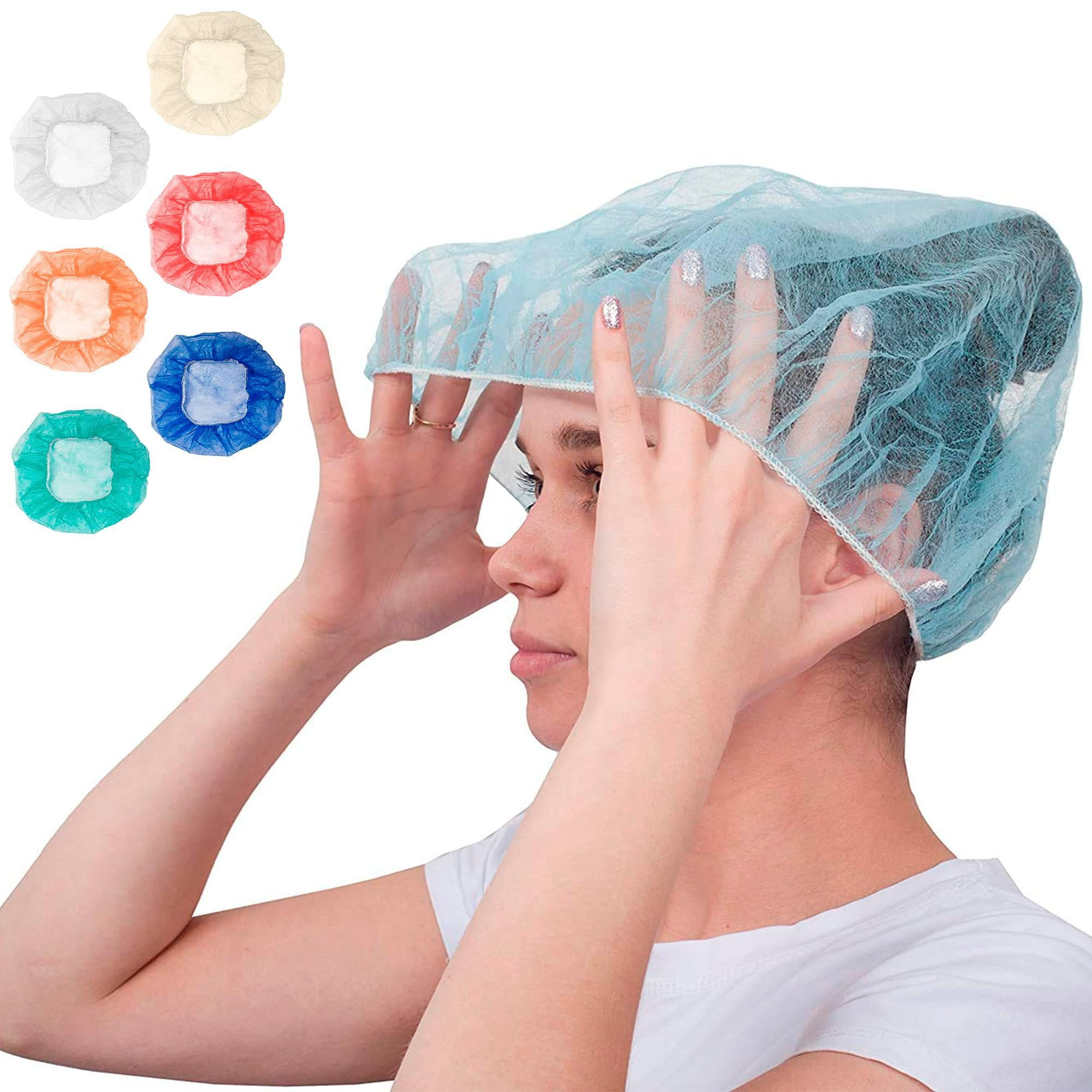 1000 Pack Blue Bouffant Caps 24 10g Hair Caps with Elastic Stretch Band Disposable Polypropylene Hats Unisex Hair Covers for Food Service Industrial Use Breathable Lightweight