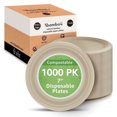 thumbnail image 1 of Ibambo Bamboo Disposable Plates, Compostable Paper Plates, Round Tableware, 7 in., 1000-Pack, Environment-Friendly, 1 of 9