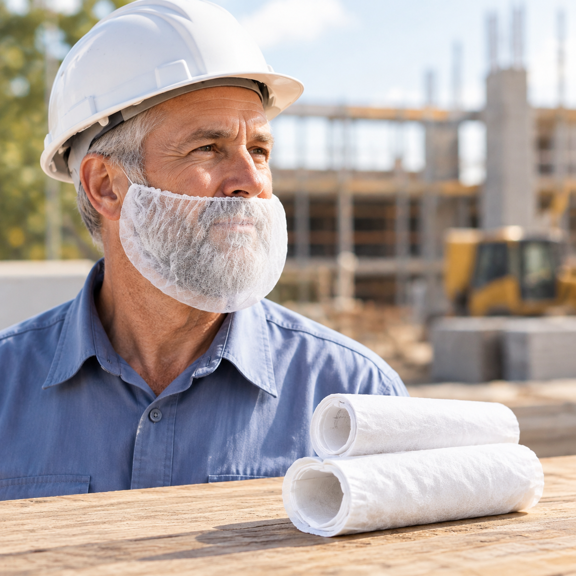 1000 Pack Disposable White 18" Full Cover Beard Nets for Food Service Cooking Construction