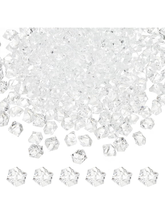1000-Pack Fake Ice Rocks, 6x9mm Fake Crushed Ice Acrylic Gems Diamonds for Vase Fillers/Fish Tank/DIY Crafts [Clear]