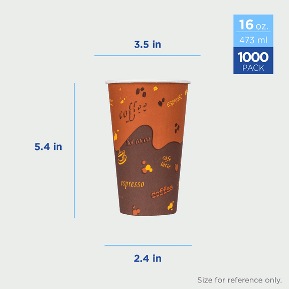 [1000 Pack] Karat Paper Hot Cups, 16 oz Coffee Cups, Stock Print (C-K516)