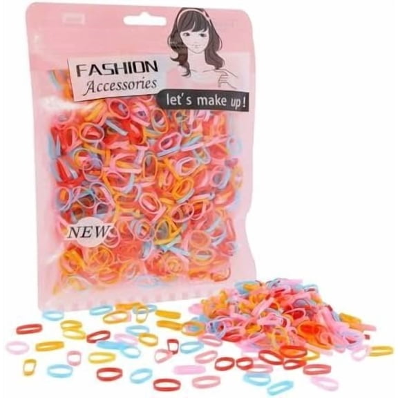 1000 Pack Mini Elastic Hair Ties for Girls, & , Soft Small Rubber Bands, Thin Ouchless Invisible Ponytail Holders for Fine Hair, Multi-Use Stretchy Hairbands