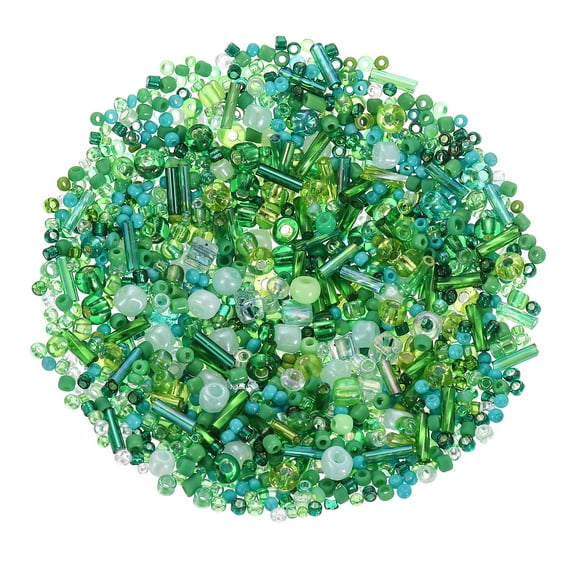 Uxcell 1000 pack Mixed Glass Seed Beads 1-4mm Mini Loose Glass Seed Spacer Bead, Green