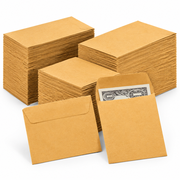 1000 Pack Money Envelopes 3.5x6.5in Brown Small Parts With Gummed Flap For Home And Officee Item Organizer