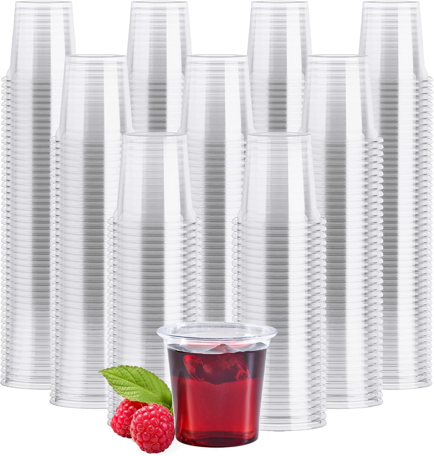 Jello Cups 1000 Pack 1 Oz Plastic Shot Glasses - Disposable Clear Mini Cups  For Parties & Tasting Clear Shot Glasses