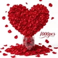 thumbnail image 1 of 1000 Pack Rose Petals, Artificial Fake Rose Petals Decoration, Great for Romantic Night, Engagement, Party, Event Flower Decorations, Marry Me Proposal Weddings, 1.77x1.77inch, Red, 1 of 10