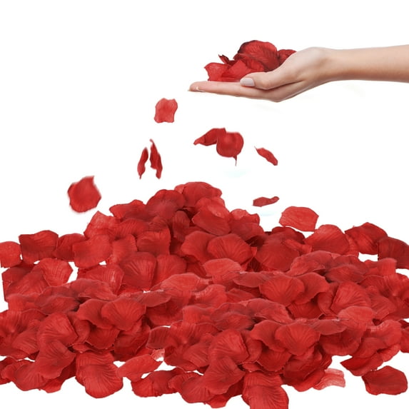 1000 Pack Rose Petals, EEEkit Artificial Fake Rose Petals Decoration, Great for Special Romantic Nights Room Decorations Marry Me Proposal Weddings, Large Size 1.77x1.77inch (Dark Red/ Blue)