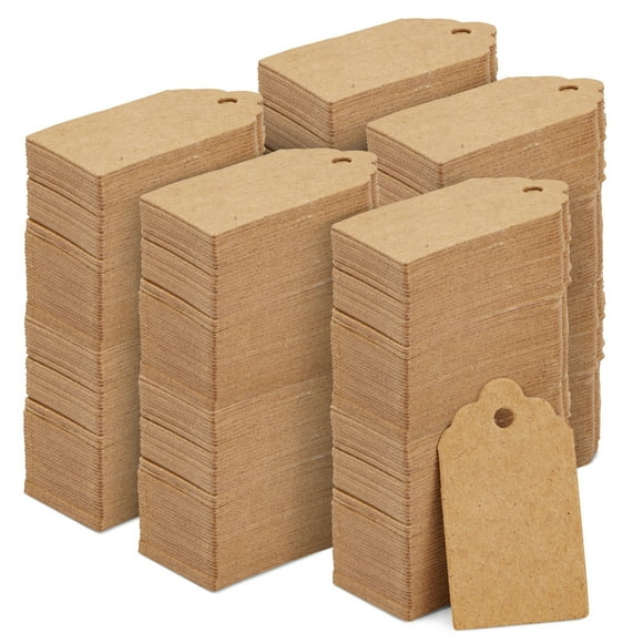 1000-Pack Small Kraft Paper Gift Tags with Holes, Sturdy Mini Marking Tags for Merchandise, Arts and Crafts, Boutiques, Baked Goods, Clothing, (0.95x1.75 in) Bulk Pack