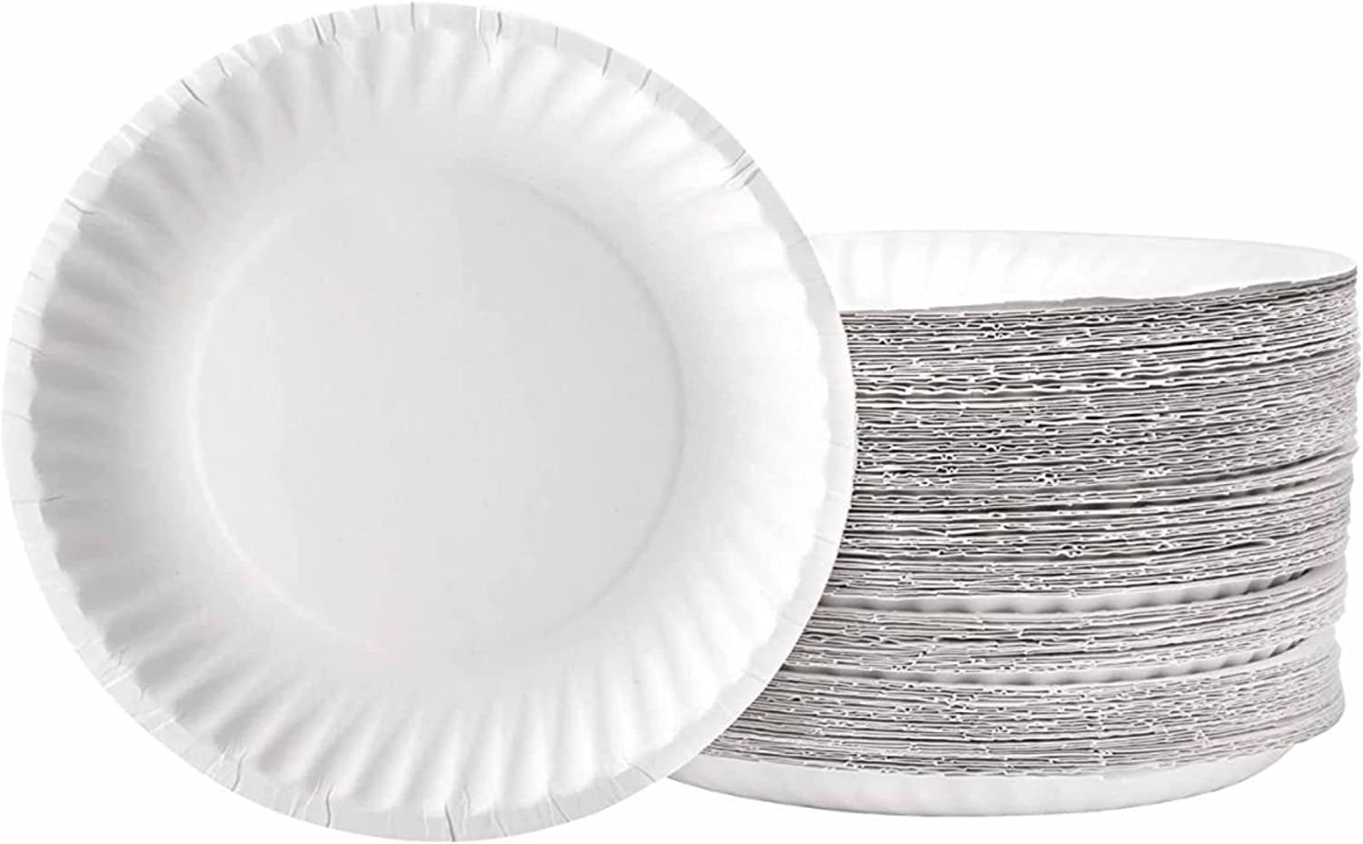 200 Pack White Disposable Paper Plates 7 Inch by EcoQuality Perfect for Parties BBQ Catering Office Event s Pizza Restaurants Recyclable