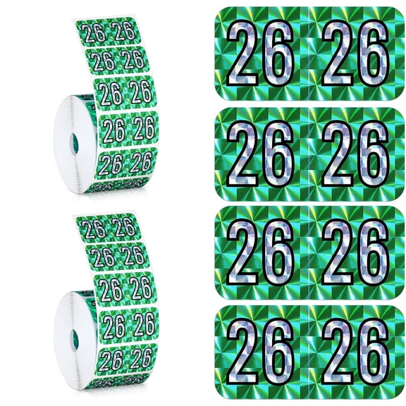 1000 Pcs 2026 Year Holographic Green Stickers – Self-Adhesive Rectangle File Folder Labels | Strong Adhesive, Easy-to-Peel Office Supplies for Document Coding & File Organization, 2 Roll(Green)