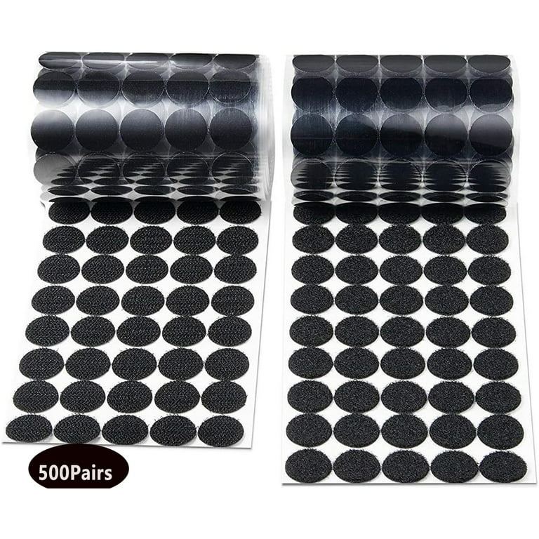 1000 Pcs 20mm Self-Adhesive Velcro Dots Glue Dots for Paper, Plastic,  Glass,Leather, Metal, Garments(Black) 