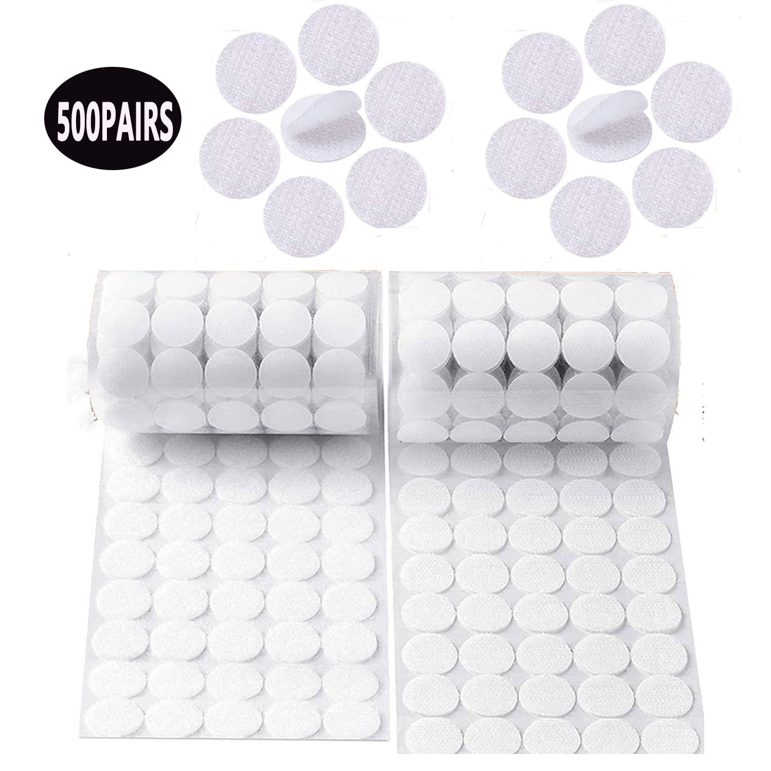 1000 Pcs 20mm Self-Adhesive Velcro Dots Glue Dots for Paper, Plastic,  Glass,Leather, Metal, Garments(White)