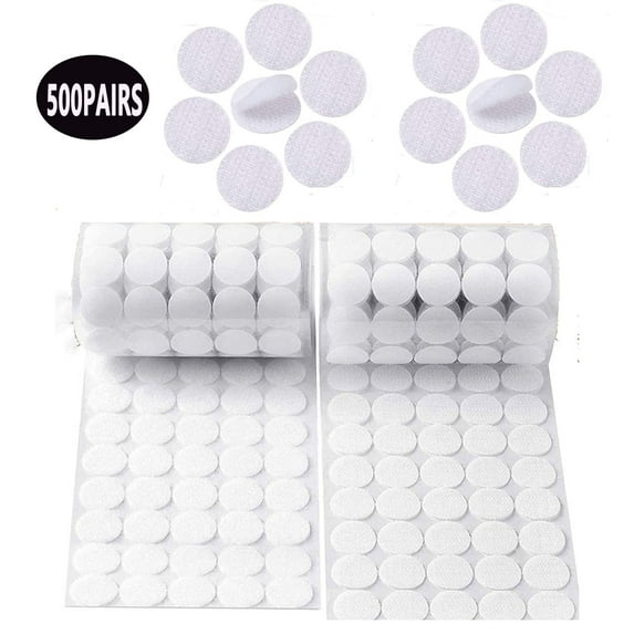 1000 Pcs 20mm Self-Adhesive Tacky Round Putty for Paper, Plastic, Glass,Leather, Metal, Garments(White)