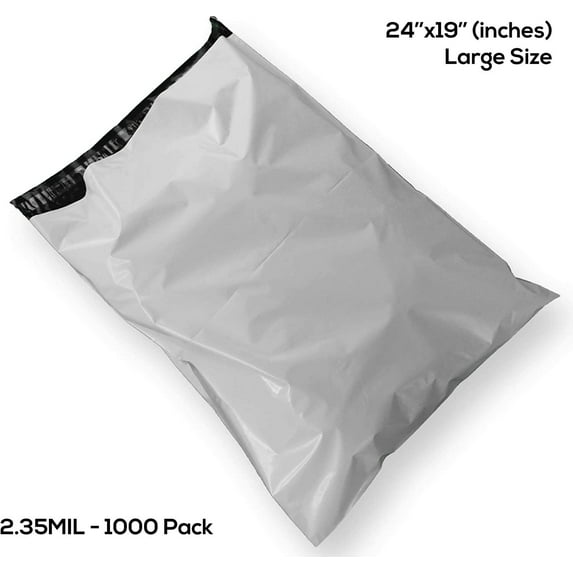 1000 Pcs 24x19 Inch Poly Bag Mailer 2.35MIL Premium Envelopes Shipping Bags, Self Adhesive, Waterproof, Privacy Shielded and Tear-Proof Postage Postal Envelopes, 1000 Pack Large Mailers