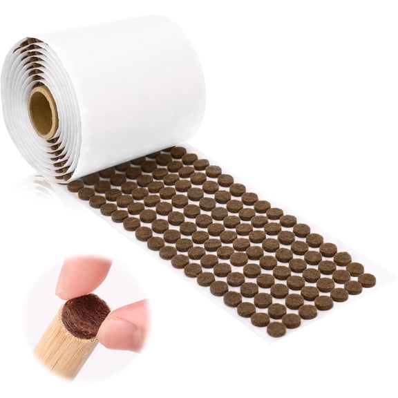 1000 Pcs 3/8" Self Adhesive Felt Furniture Pads Brown Cabinet Door Bumpers 1/8" Thick Small Felt Pads Round Furniture Feet Floor Protectors for Kitchen Chair Legs Hardwood Floors Coasters Drawers