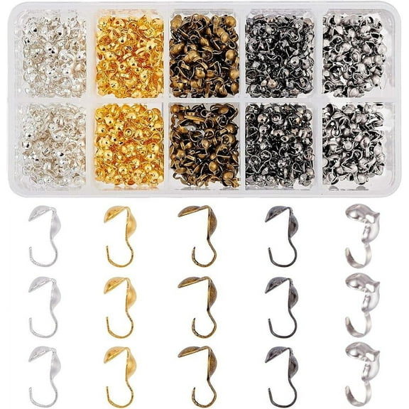 1000 Pcs 3mm Iron Bead Tips Clamshell Knot Cover Calotte Ends Caps for Jewelry Making (Mixed Color) Colorful