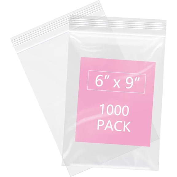 1000 Pcs- 6" x 9" Plastic Zip Poly Bags- Clear Resealable Zip Bag for A7 A8 A9 Cards & Envelopes, Bakery, Cookies, Candies