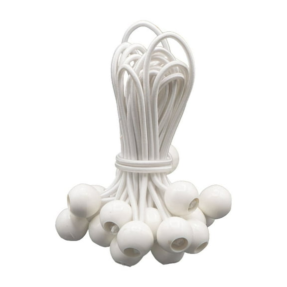 (1000 Pcs) 9" White Ball Bungee Cords for Tarp Tie Down - Heavy Duty Canopy Bungee Loop Cords w/Balls for Camping, Shelter, Cargo, Tent Poles (5 MM Thick)