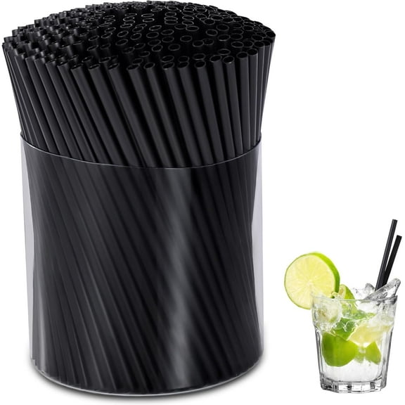 [1000 Pcs] Black Disposable Cocktail Short Straws - 5 Inch Length 0.16 Inch Diameter Coffee & Cocktail Stirrers Plastic Straws for Whiskey,Bar,Club,Soda,Cocktail,Teas