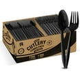 thumbnail image 1 of 1000 Pcs Black Plastic Utensils Set - 500 Forks And 500 Teaspoons, Plastic Forks And Spoons Set - Bulk Black Cutlery Set, 1 of 4