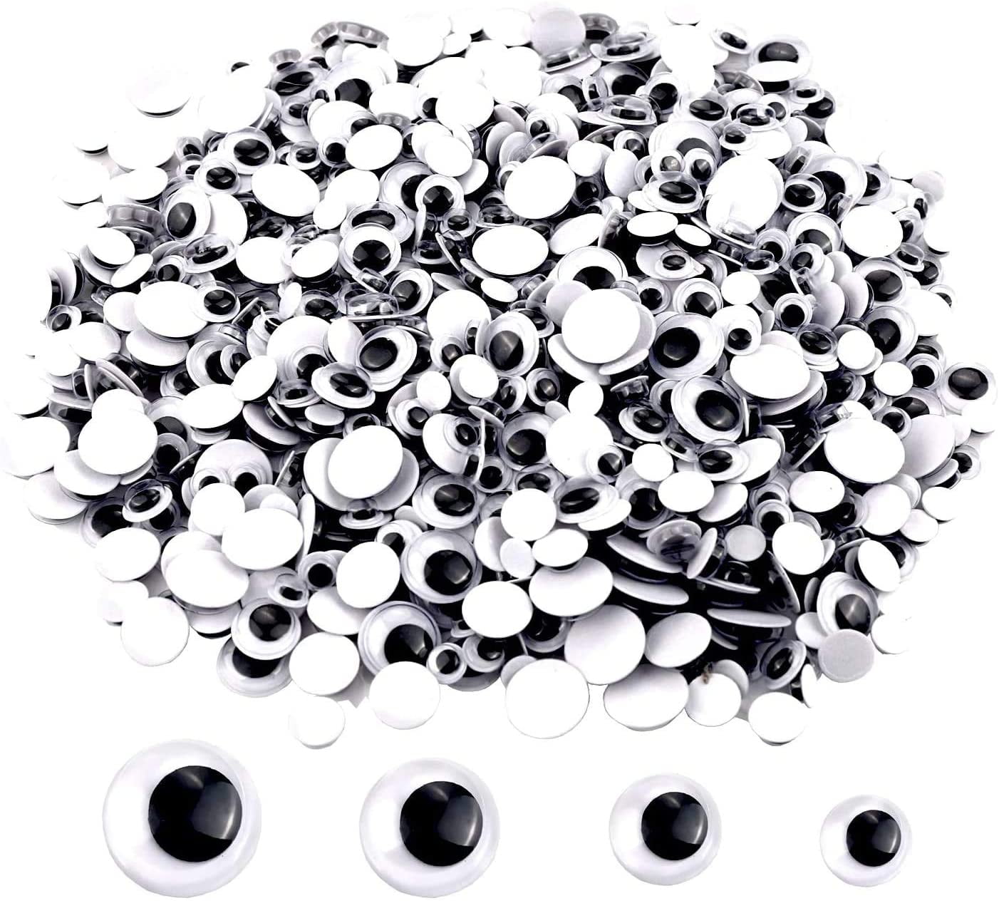 Googly Eyes for Crafts,450 Pcs Black Wiggle Googly Eyes with Self-Adhesive,  6mm 8mm 10 mm 12mm 15mm Mixed Packaging Black Mix