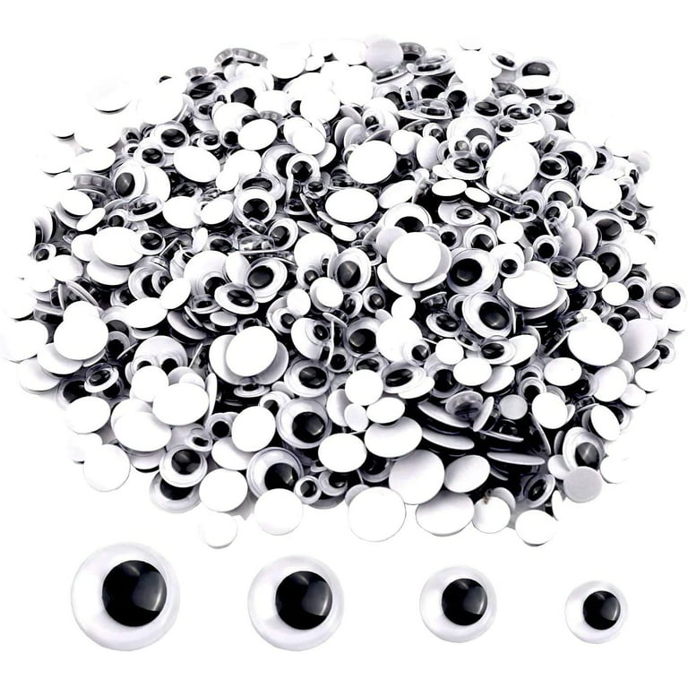 150Pcs 1 Inch Plastic Wiggle Googly Eyes Self-Adhesive Black round