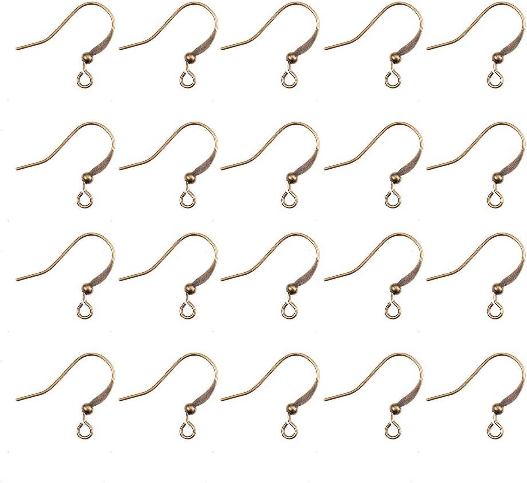 1000 Pcs Brass Earring Hooks Nickel Free with Beads Bronze 15mm Hole: 2mm; Pin: 0.7mm