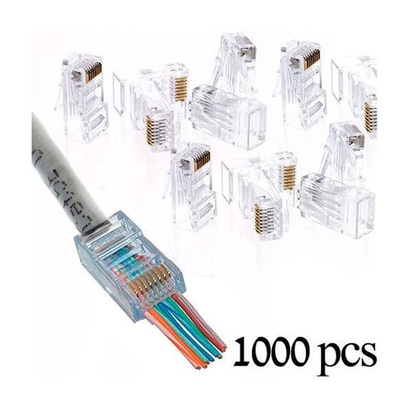 1000 Pcs Cat5e RJ45 Network Modular Plug 8P8C Cable Connector End Pass Through