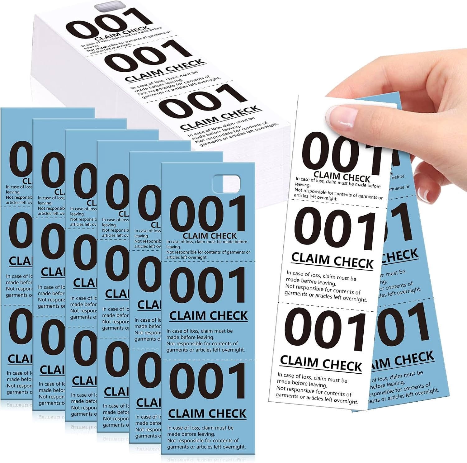 1000 Pcs Coat Check Tickets Bulk Paper Coat Room Tags Coat Checks Coat Check Numbers Coat Check Tags Claim Ticket 1.7 * 5inch White and Blue (1000)