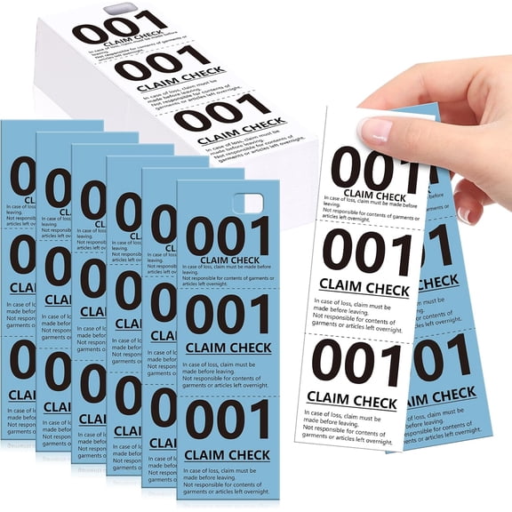 1000 Pcs Coat Check Tickets Bulk Paper Coat Room Tags Coat Checks Coat Check Numbers Coat Check Tags Claim Ticket 1.7 * 5inch White and Blue (1000)