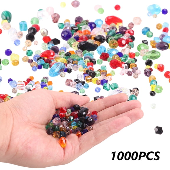 1000 Pcs Crystal Glass Beads, 4/6/8 mm Assorted Glass Beads for Jewelry Making, Rondelle Beads with Container Box, 12 Colours