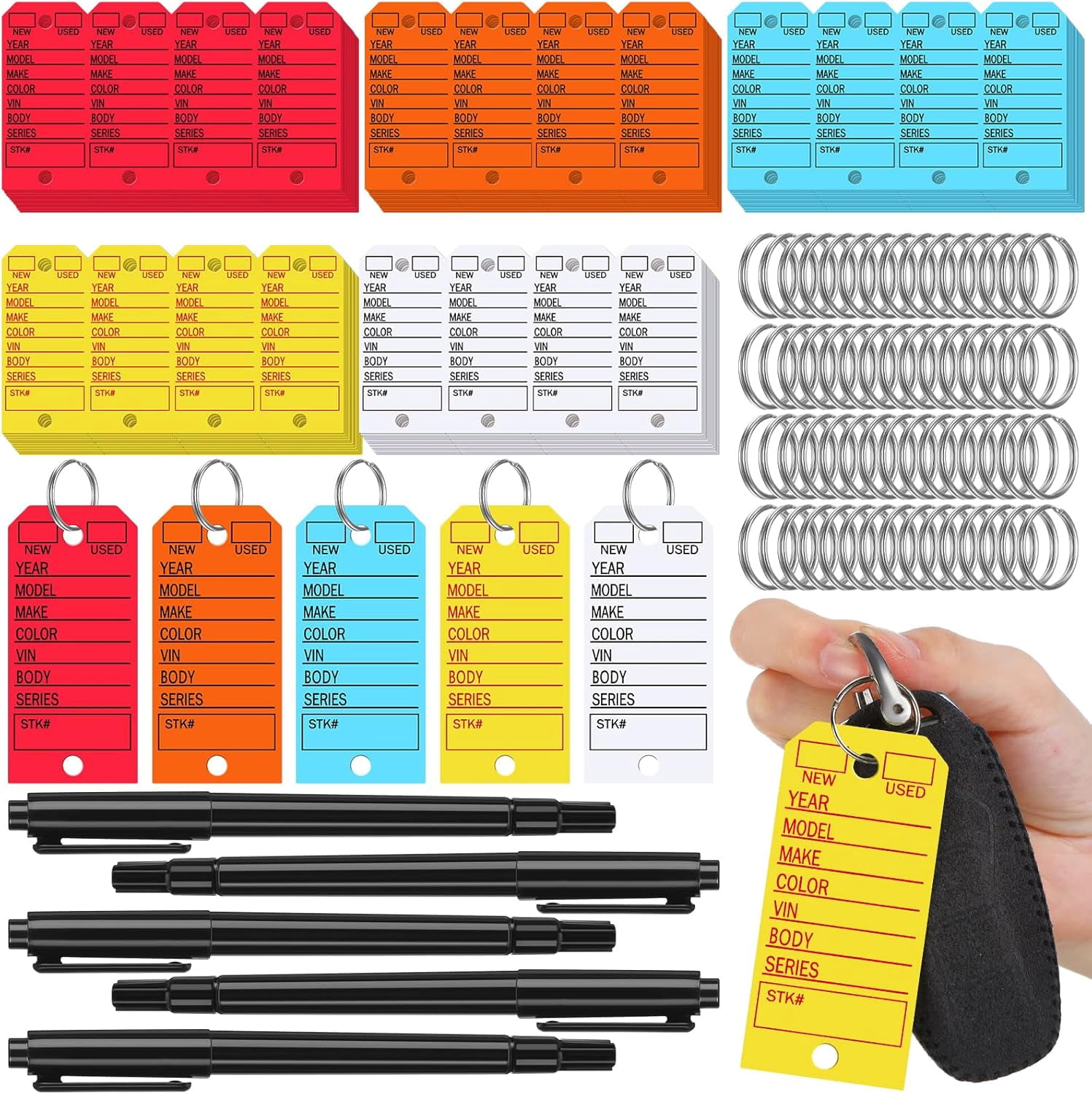 1000 Pcs Dealership Car Key Tags Shop Labels Labeling Tags with Rings ...