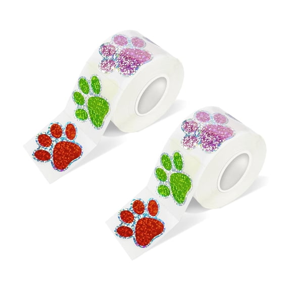 1000 Pcs Dog Paw Labels Stickers Glitter Dog Paw Stickers Sealing Labels Gift Wrapping Labels for Pet Party Home Decor