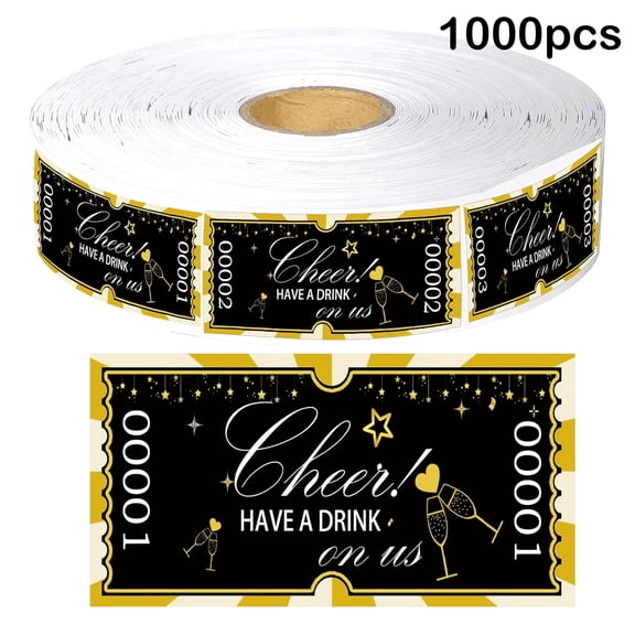 1000 Pcs Free Drink Ticket Roll Raffle Tickets 2" x 1" Single Raffle Tickets Party Ticket Consecutively Numbered Wedding Drink Tickets