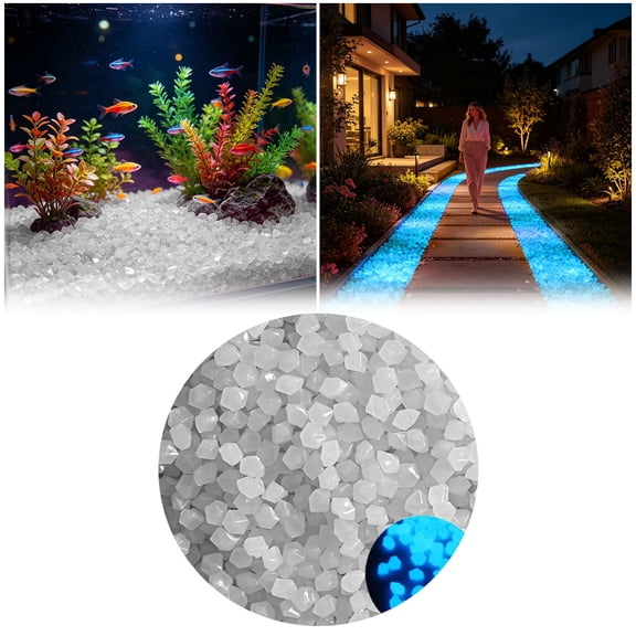 1000 Pcs Glow in The Dark Pebbles, Fish Tank Rocks, Glow Stones for Garden, Outdoor Luminous Stone for Fish Tank Patio Aquarium Walkway Driveway, Diamond Shap (White)