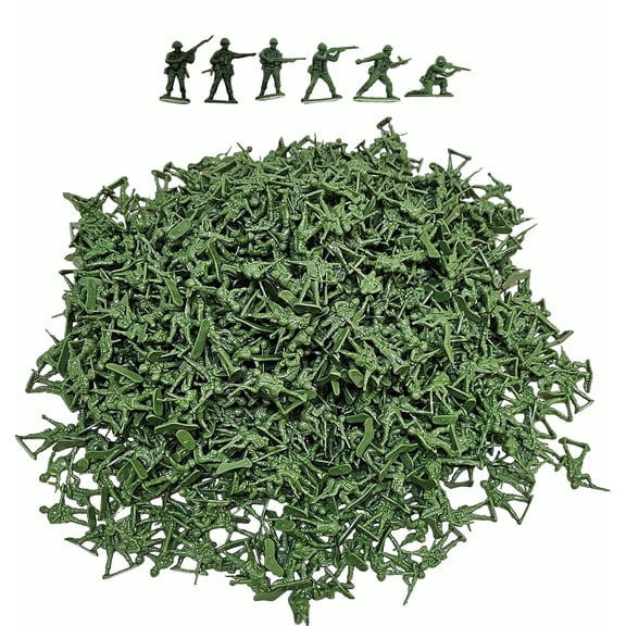 1000 Pcs Green Army Soldiers Military Toys 6 Different Poses - 1.5" to 1.75" Tall