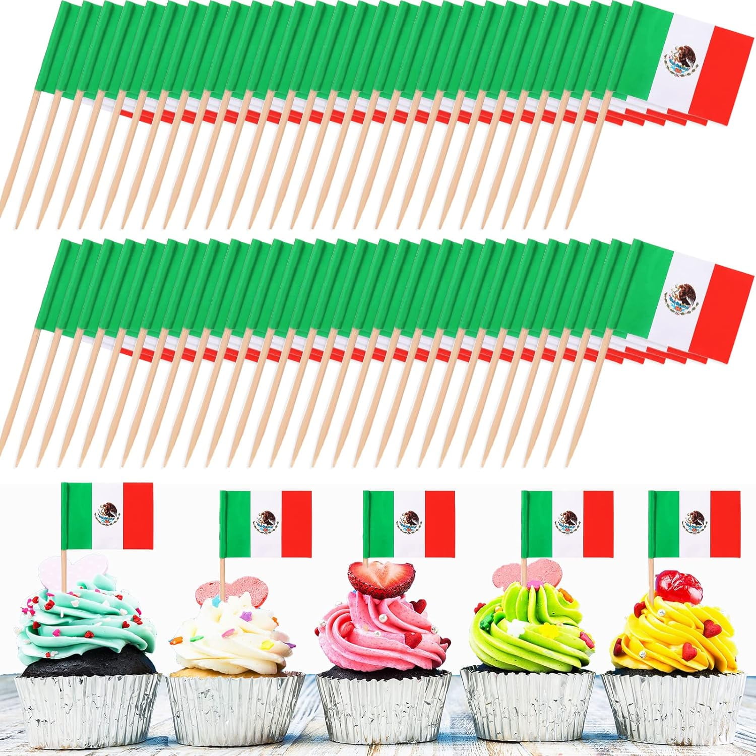 Amazon.com | 1000 Pcs Mexico Toothpick Flags, Mexican Flag Toothpicks,  Cupcake Toppers Mexico Flag, Mini Stick Flags Decorations Food Picks for  National Day Party Birthday Cocktail Ice Cream Cake: Cocktail Picks