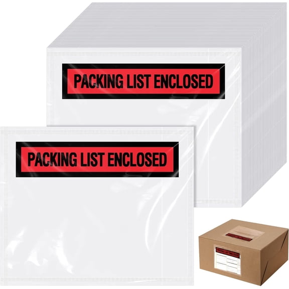 1000 Pcs Packing Slip Envelope Pouches Clear Self Adhesive Shipping Label Sleeves Waterproof List Envelopes Pockets Top Loading Enclosed Bags (Red,4.5"x 5.5")
