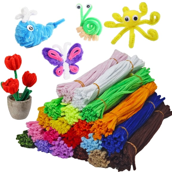 1000 Pcs Pipe Cleaners Assorted 20 Colors 12 inch Chenille Stems Bulk for Kids Art DIY and Crafts Projects and Decorations Limpia Pipas para Manualidades Random Color