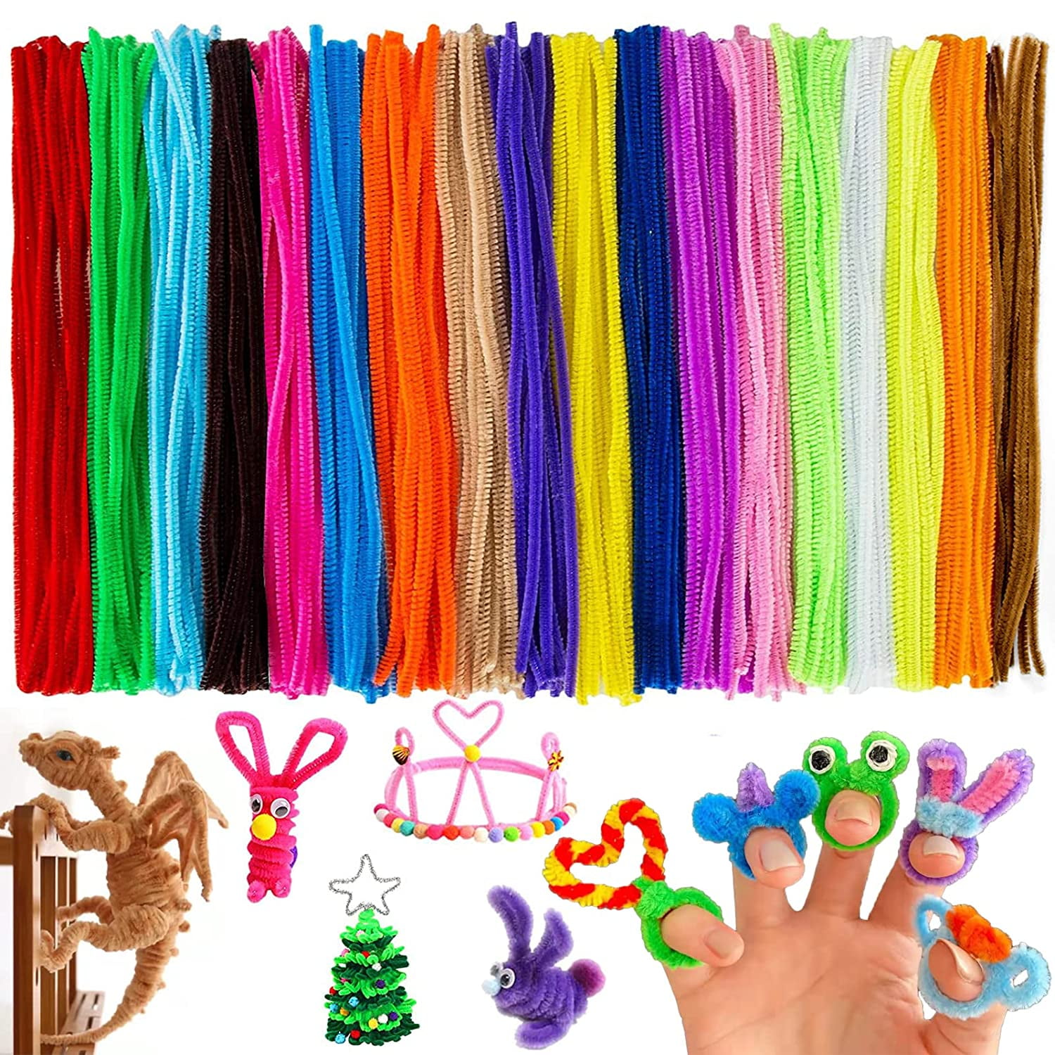 Pipe Cleaner Names 1000 Pcs Pipe Cleaners,Value Pack of 18 Assorted Colors Chenille Stems ...
