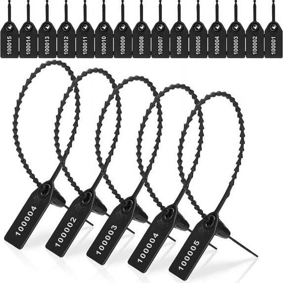 1000 Pcs Plastic Tamper Seals Tags Security Tags Seals Safety Numbered Zip Ties Labels Black