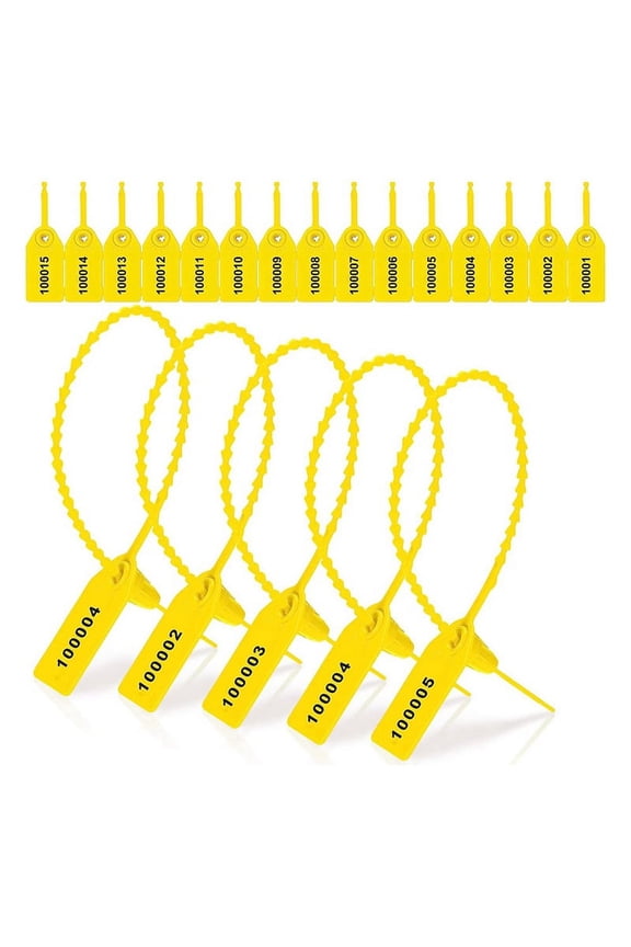 1000 Pcs Plastic Tamper Seals Tags Security Tags Seals Numbered Zip Ties Labels (Yellow)