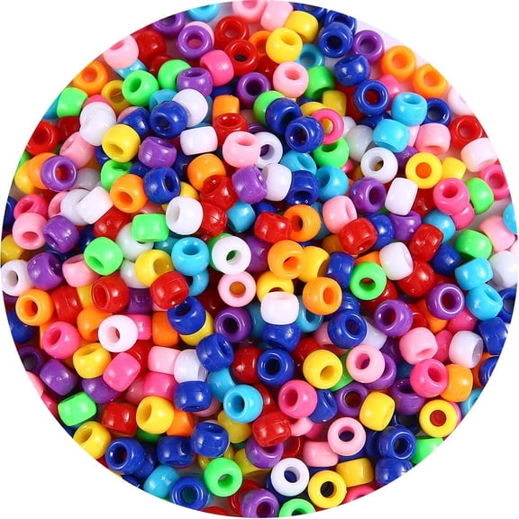 1000+ Pcs Pony Beads for Bracelet Making, Assorted Colors Plastic Beads for Crafts, Jewelry Making Supplies for Hair Braiding, Friendship Bracelets, DIY Crafts (Classic Medium Size)